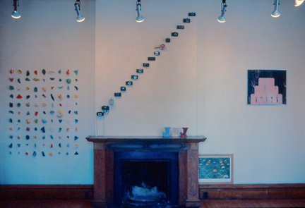 Photograph of Harry Andersons works in a show at Woods-Gerry Gallery in February 1978