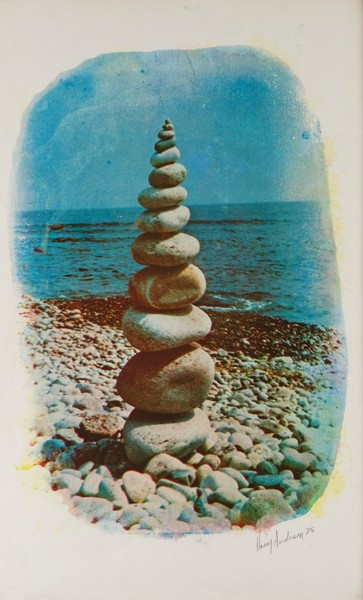 Tower of Stones at the Beach, 1975, by Harry Anderson. Color photolithograph, 39 1/2 x 26 1/4 in. Gift of Anne d’Harnoncourt and Joseph Rishel, 2021 to the Woodmere Art Museum, Philadelphia PA