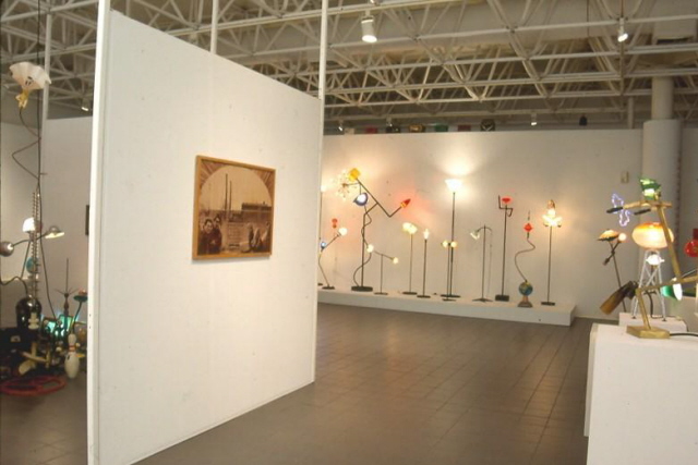 Lamps, a sepia print and installation by artist Harry Anderson