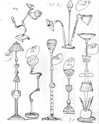 Drawings by Anderson of his light sculptures